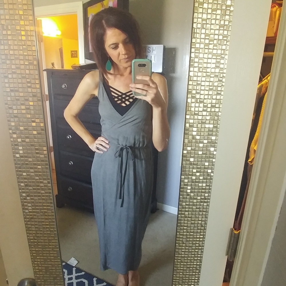 True Wrap Dress in Charcoal